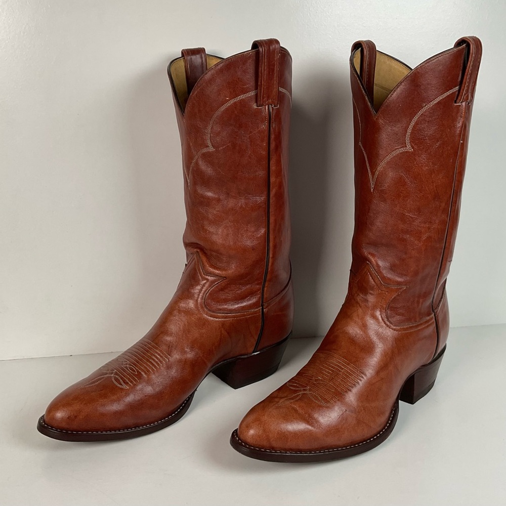 Vintage Tony Lama Chocolate Cow Cowboy Boots | Gold Label | Men’s 11 D